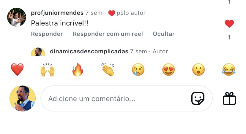 Depoimento real no Instagram sobre a palestra